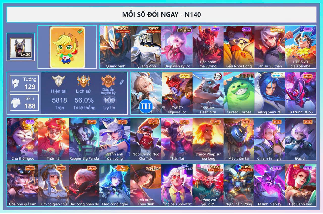 ACC SẲN RANK SẲN TƯỚNG GIÁ RẺ 10
